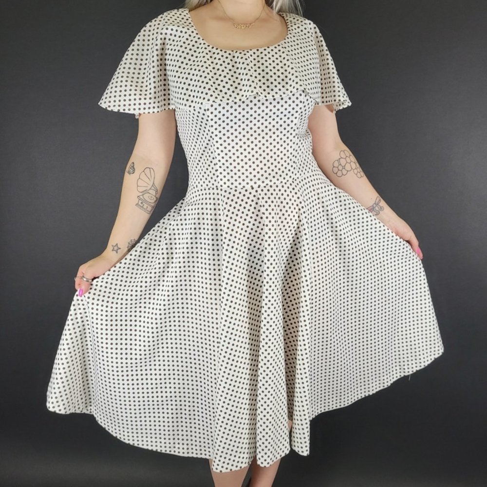 60s/70s Polka Dot Bertha Collar Dress